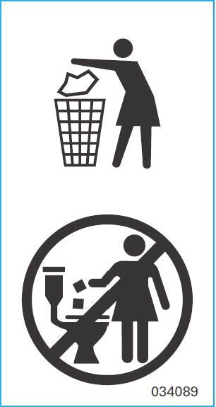 “Do Not Flush” label, 5 per bag. Removable, black ink for white units.