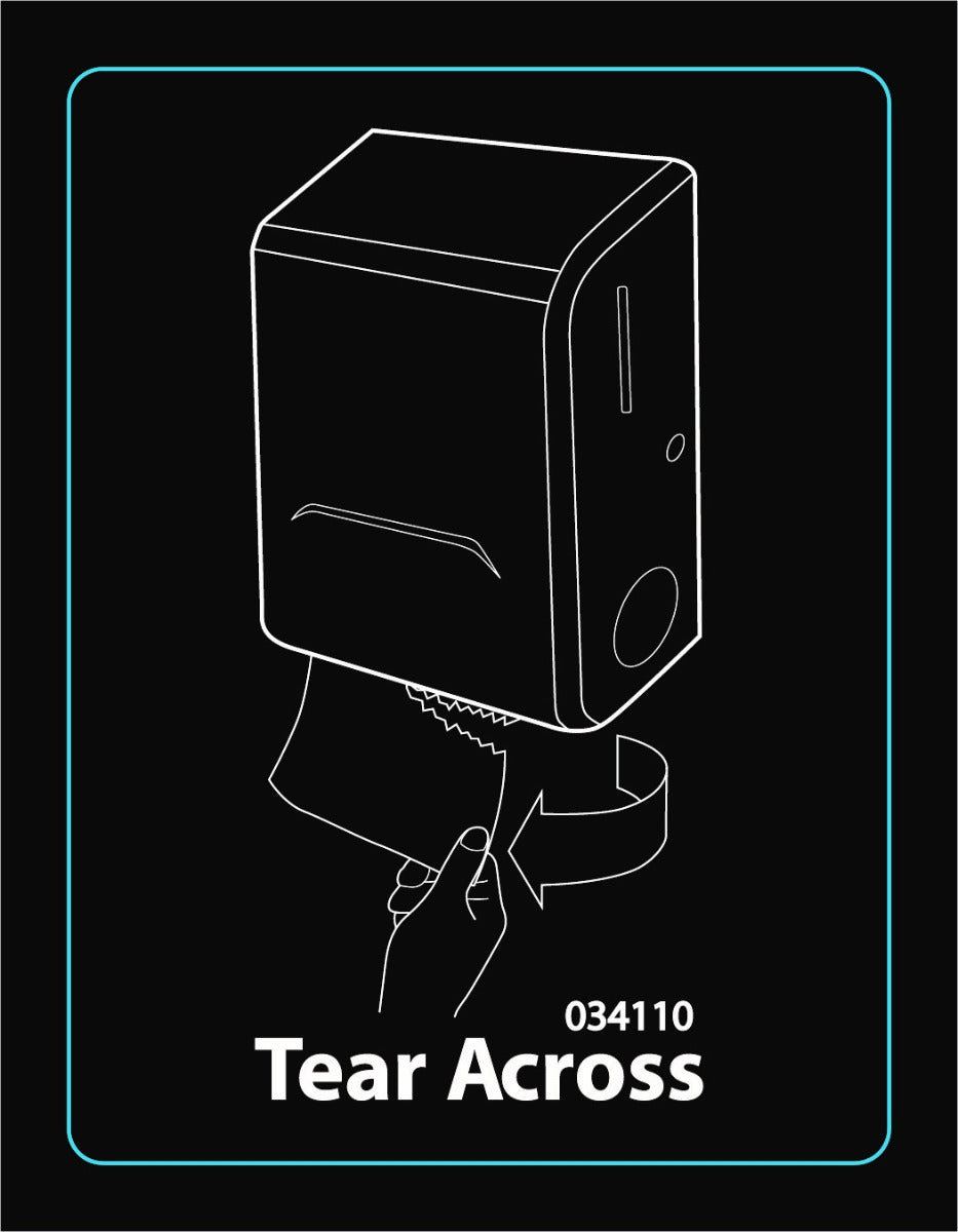 Tear Across Label, Black background, White ink (034110)