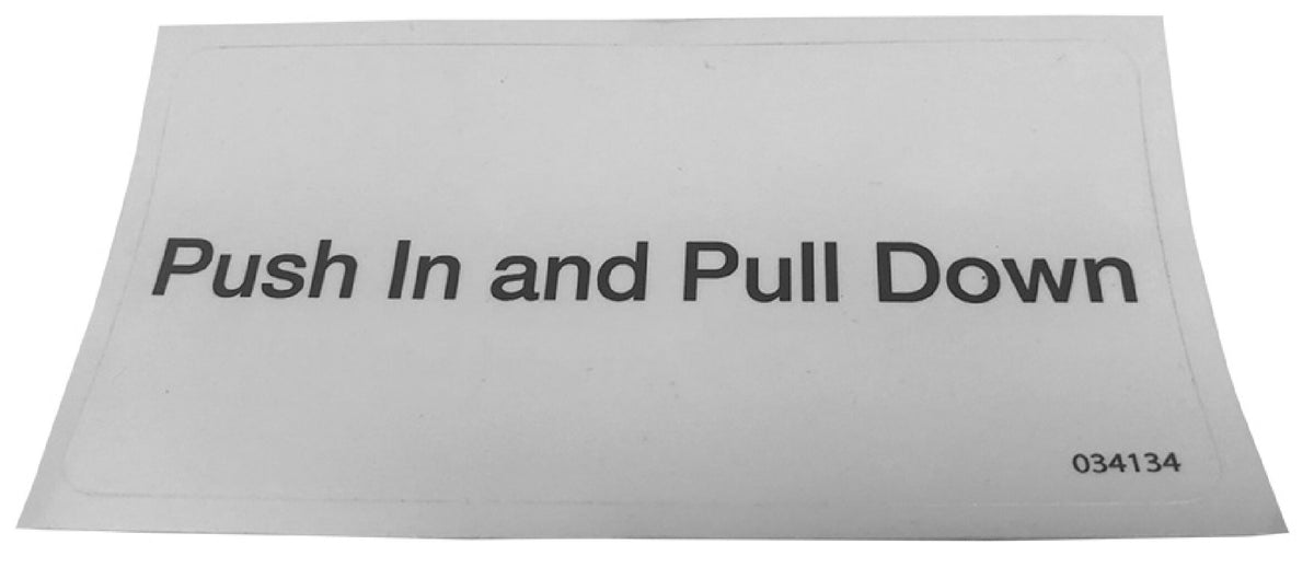 Push in Pull down label for personal seat cover (034134)